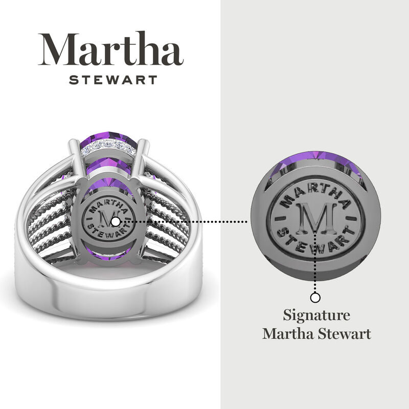 Martha Stewart 6 3/4ctw. Oval Amethyst & Lab Grown Diamond Hidden Halo Ring In Sterling Silver image number null